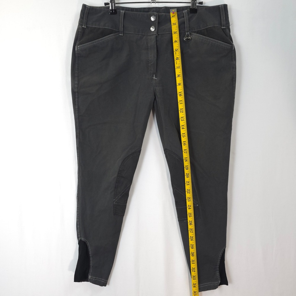 Equine Couture Riding Breeches Women 34 Knee Patch Charcoal Grey Equestrian - Picture 3 of 11